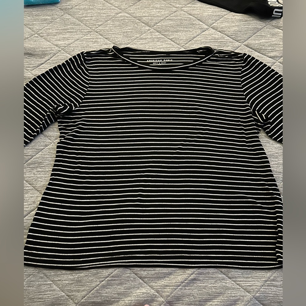 American Eagle Outfitters Ladies Soft & Sexy Scoop Neck Striped Long Sleeved Tee